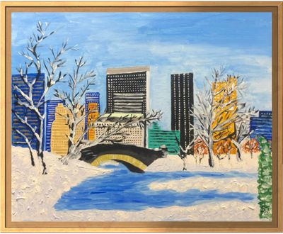 'Central Park Winter in Raw Floating Frame' - Painting by Steve Quilty Art | Featured on The East Coast Arts Trail™