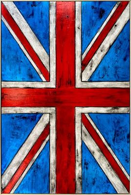 Original Acrylic and Spray Paint, foil paper, Ink and Texture Paste on wood panel framed with oak floating frame ready to han