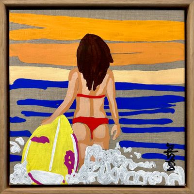 Painting artwork 'Lady in Red - Surf' by Deborah Lang | The East Coast Arts Trail®
