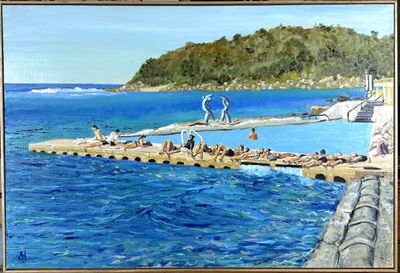 'Fairy Bower Sunbathers' - Painting by Geoff Hargraves | Featured on The East Coast Arts Trail®