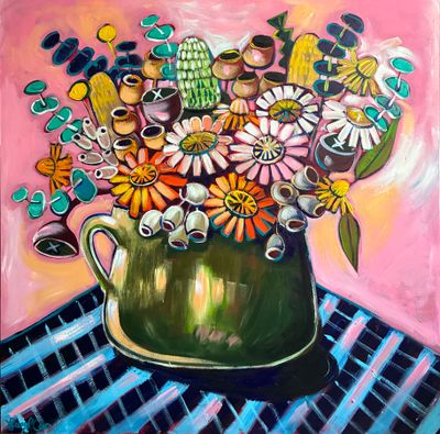 Painting - Floral & Botanical artwork 'Happy Jug' by Lucy Car | The East Coast Arts Trail®