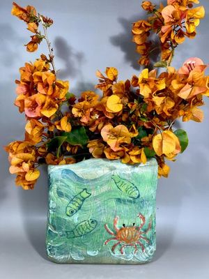 'Rustic Crab Vase' - Ceramics by Susannah Paterson | Featured on The East Coast Arts Trail®