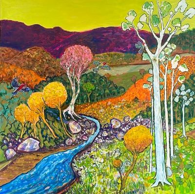Painting - Acrylic artwork 'Looking Down the Valley' by John Andrews | The East Coast Arts Trail®