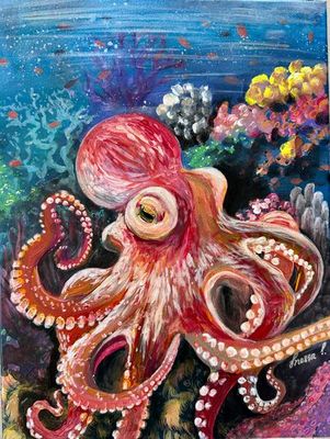 'Tentacles of wonder ' - Painting - Animals & Wildlife by inessatreasures | Featured on The East Coast Arts Trail®