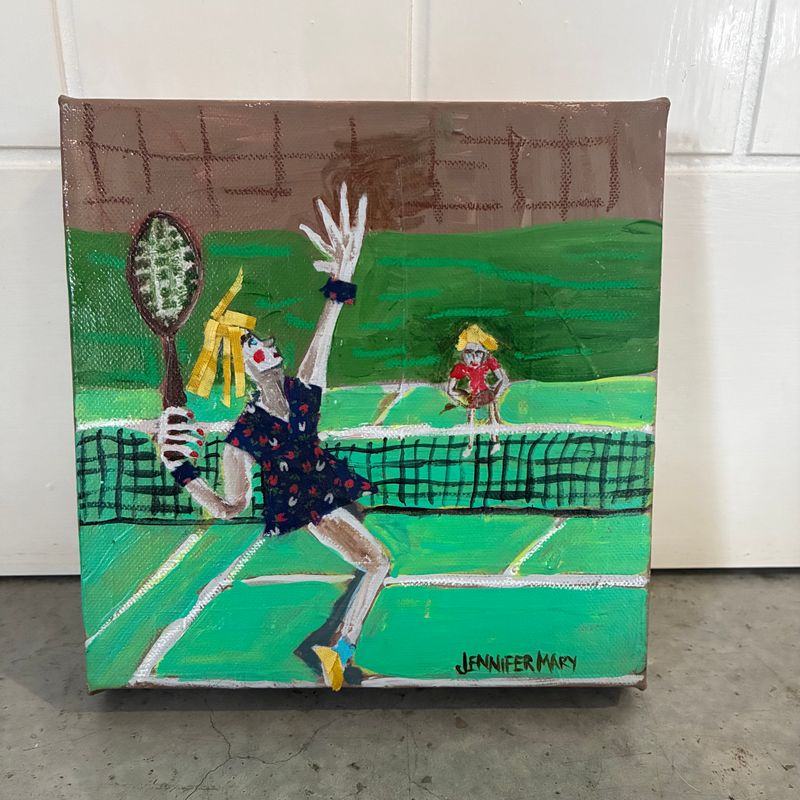 Acrylic, crayon and fabric collage on canvas by Jennifer Mary, NSW - Mid North Coast | Displayed on The East Coast Arts Trail