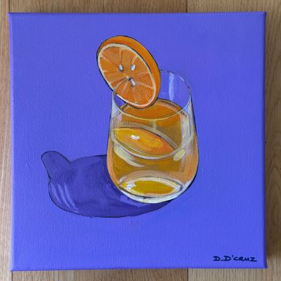 Painting - Acrylic artwork 'Mango and orange mocktail ' by Daniella D’Cruz | The East Coast Arts Trail®