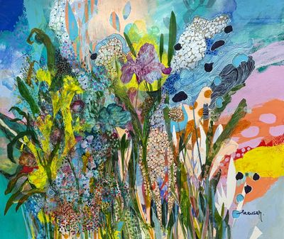 Painting - Botanical artwork 'Hydrangeas' by Kevser Ugurlu | The East Coast Arts Trail®