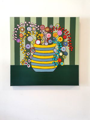 'Green on green wallpaper' - Painting by fran sanders | Featured on The East Coast Arts Trail™