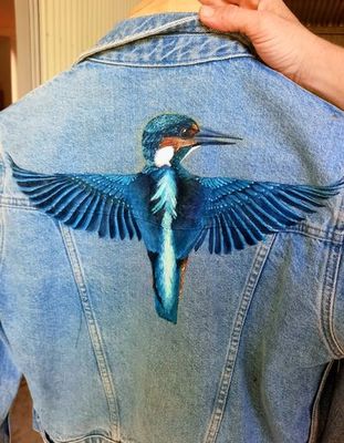 Painting artwork 'Sacred Kingfisher, Wearable Original Art' by La licuala | The East Coast Arts Trail™