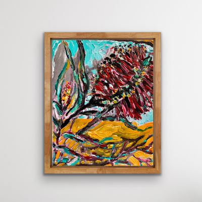 'Bottle brush flower ' - Painting by Carla van Laar | Featured on The East Coast Arts Trail™