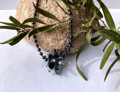 Original Oxidised sterling silver flowers, ball chain and findings by rh jewellery  from Australia | The East Coast Arts Trai
