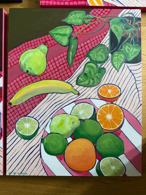 'Vintage tea towel collection' - Painting - Still Life by Daniella D’Cruz | Featured on The East Coast Arts Trail®