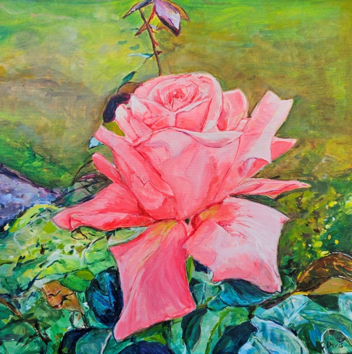 'Pink Rose' - Painting by ChristineDavisArt | Featured on The East Coast Arts Trail®