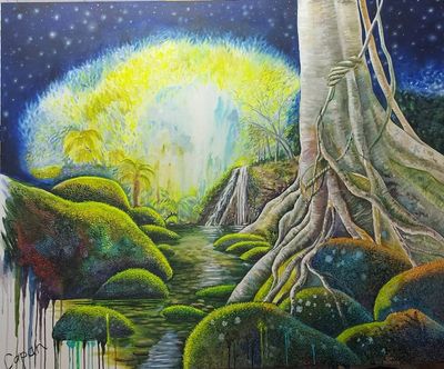 'Moss Grotto Portal' - Painting by Capanart Gallery | Featured on The East Coast Arts Trail®