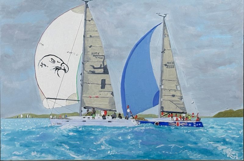 'Sea Eagle and Secret Mens Business at Hamilton Island Race Week' - Painting - Oil by Geoff Hargraves | Featured on The East 