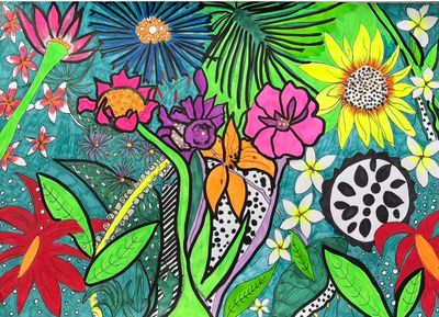 'Flower Power' - Illustration by Janice Brown | Featured on The East Coast Arts Trail®