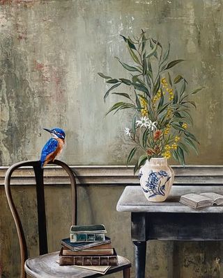 Painting artwork 'Among Pages and Wildflowers ' by Bonnie Larden | The East Coast Arts Trail®
