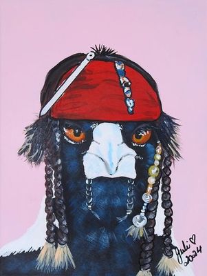 'Magpie - Pierate of the Caribbean' - Painting - Animals & Wildlife by Jules | Featured on The East Coast Arts Trail®