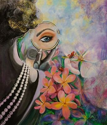 Mixed Media artwork 'Plumeria Pearl' by Lynette Skeers | The East Coast Arts Trail®