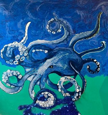 Mixed Media/acrylic on canvas with white floatung frame by Janice Brown, NSW - Sydney | Displayed on The East Coast Arts Trai