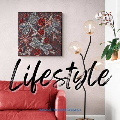 Painting artwork 'Ancestral Lady Beetle with Dragonfly' by Art by Mirree | The East Coast Arts Trail®