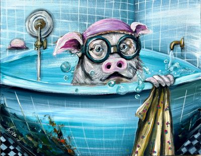 Painting - Figurative artwork 'Bubble fun ' by inessatreasures | The East Coast Arts Trail®
