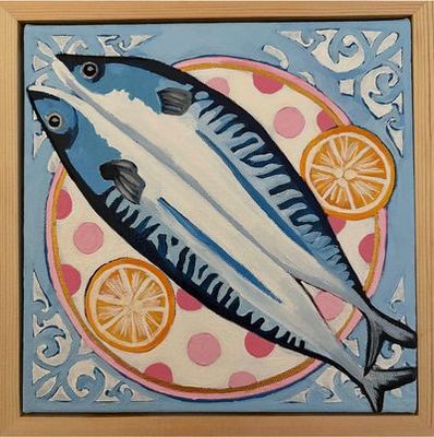 'Fish on a plate' - Painting by Gabbie70 | Featured on The East Coast Arts Trail®