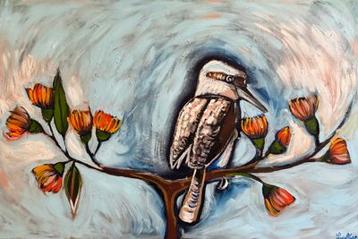 Painting artwork 'Kookaburra on a Branch' by Lucy Car | The East Coast Arts Trail™
