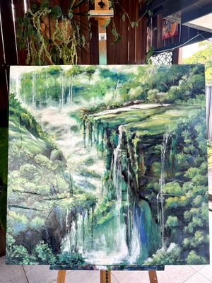 'Misty falls of Greenhaven' - Mixed Media by inessatreasures | Featured on The East Coast Arts Trail®