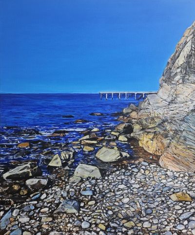 Painting artwork 'Second Valley Rocky Beach' by ChristineDavisArt | The East Coast Arts Trail®