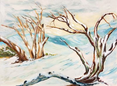 Painting artwork 'ALPINE SNOW GUMS' by Chris Holland | The East Coast Arts Trail®