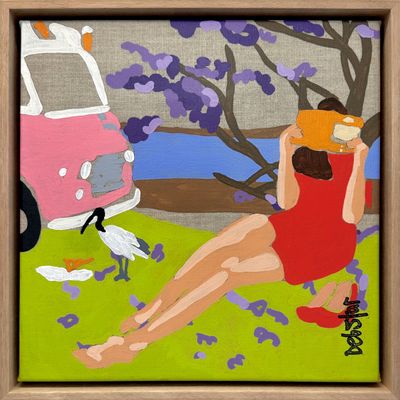 Painting artwork 'Lady in Red - Sweet Escape' by Deborah Lang | The East Coast Arts Trail®