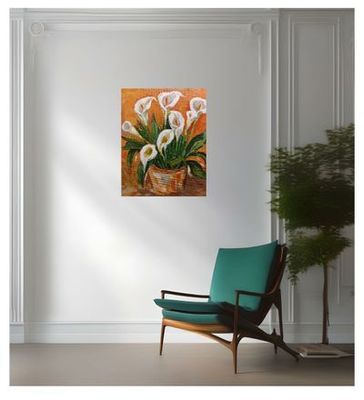 'Arum Lillies on Terracotta' - Painting by Chris Holland | Featured on The East Coast Arts Trail®