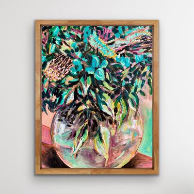 Ink and acrylic paint on canvas in handcrafted Australian hardwood frame by Carla van Laar, VIC - East Gippsland | Displayed 
