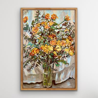 Painting artwork 'Roses and gumleaves' by Carla van Laar | The East Coast Arts Trail™