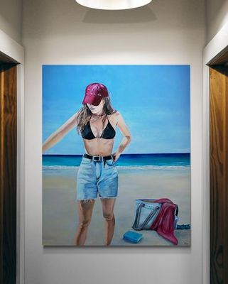 Painting - Figurative artwork 'Beach Day' by Bron Raponi Art | The East Coast Arts Trail®