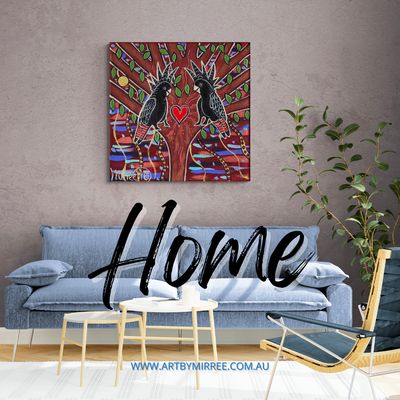 Fine Art Prints artwork 'Australian red-tailed Black Cockatoo Framed Canvas Print by Mirree Contemporary Aboriginal Art' by A