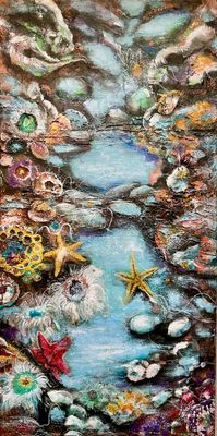 'Garden beneath the tides ' - Painting - Coastal by inessatreasures | Featured on The East Coast Arts Trail®