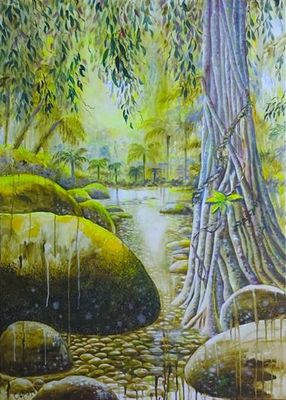 Painting artwork 'Golden Afternoon (suits UV light)' by Capanart Gallery | The East Coast Arts Trail®