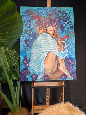 Mixed Media artwork 'She Sat With Silence II' by kellybatsiokis | The East Coast Arts Trail™