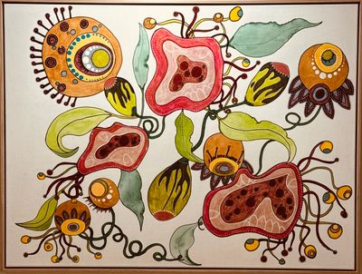 Painting artwork 'Eucalyptus Gone Wild' by Marg Watt | The East Coast Arts Trail®