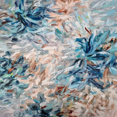Painting artwork 'Drifting Whispers – Abstract Coastal Painting | Nature-Inspired Serene Artwork' by Tania FitzGerald | The E