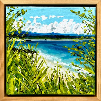 Acrylic paint impasto on stretched canvas ready to hang framed with Timber floating frame by Deborah Lang, DECEPTION BAY, BRI