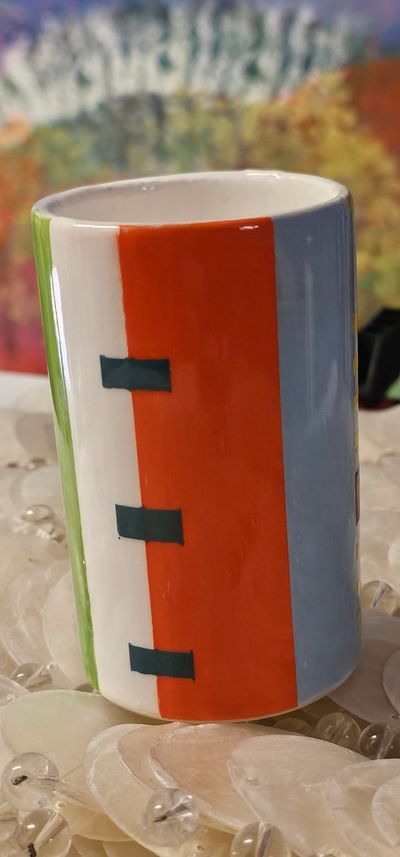 'Graphic Cermaic Slip Cast Glazed Pencil Pot - by tpf' - Ceramics by TPF Studios | Featured on The East Coast Arts Trail®