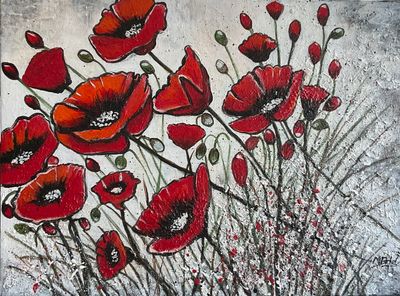 Painting - Acrylic artwork 'Poppies ' by m.o.i.r.a.r.t. | The East Coast Arts Trail®